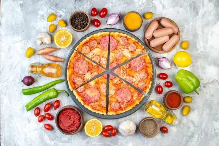 A visually appealing pizza slice with unique ingredients