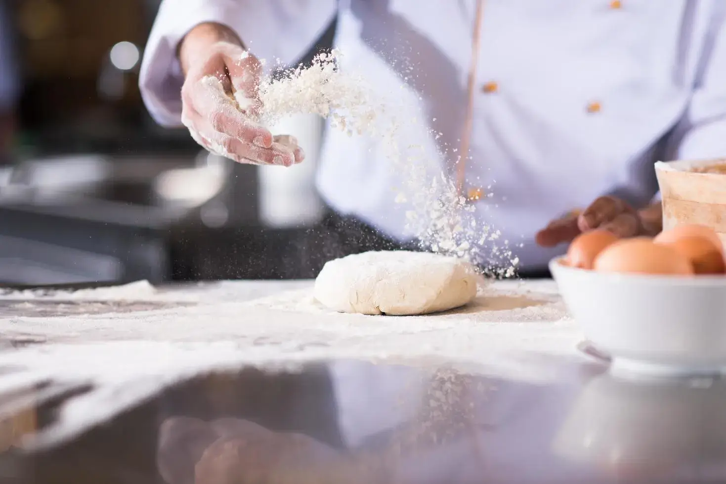 Chef preparing dough