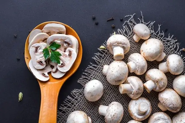 Freshly sliced mushrooms